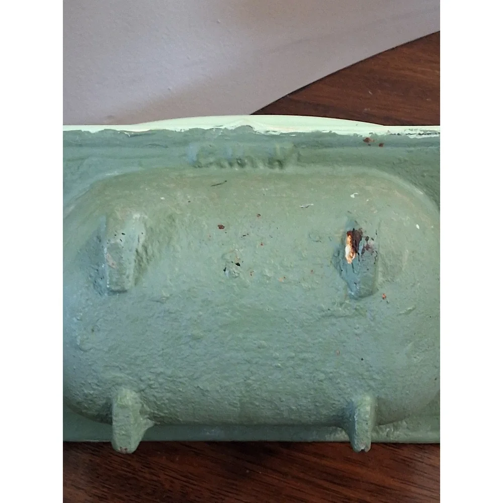 Vintage Enameled Cast Iron Wall Mount Soap Dish With Grab Bar. Heavy Duty!